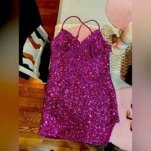 Pink sequin mini dress